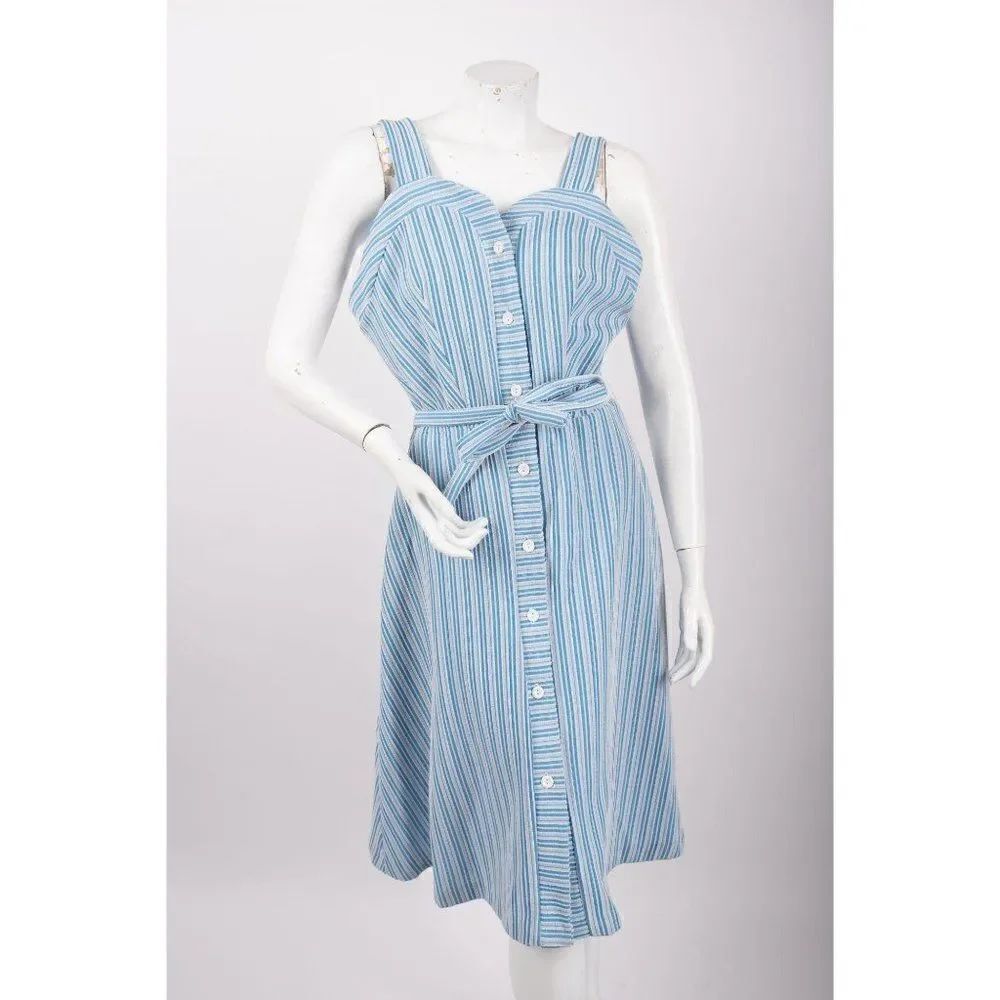 Vintage 1970s Dress Fit & Flare Button Front